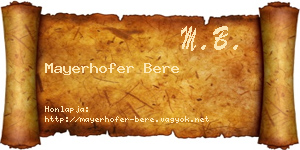 Mayerhofer Bere névjegykártya